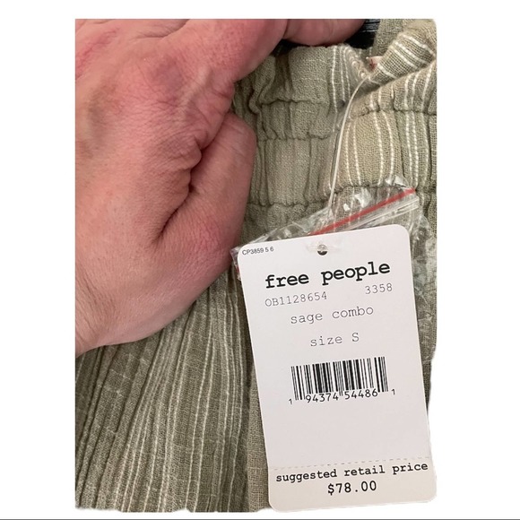 Free People Semi Sweet Cropped Pants Sage Combo Size S NWT - Picture 3 of 8